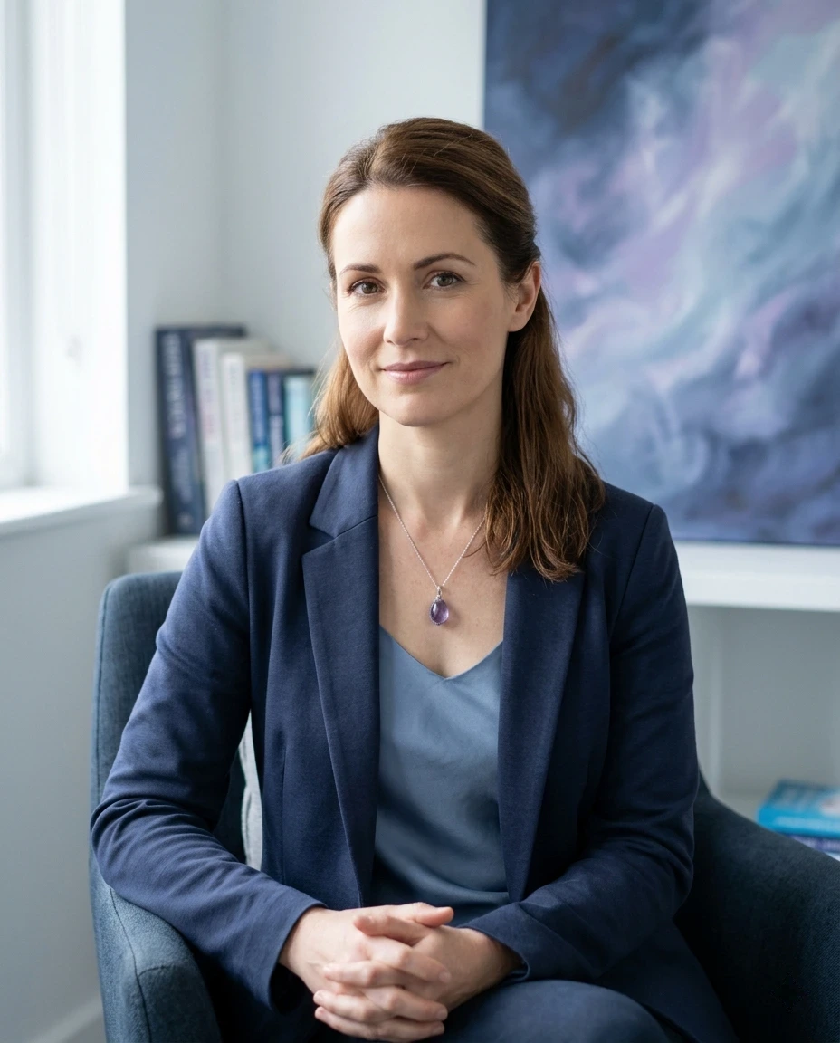 Isabelle Moreau, hypnothérapeute certifiée à Lyon, dans son cabinet